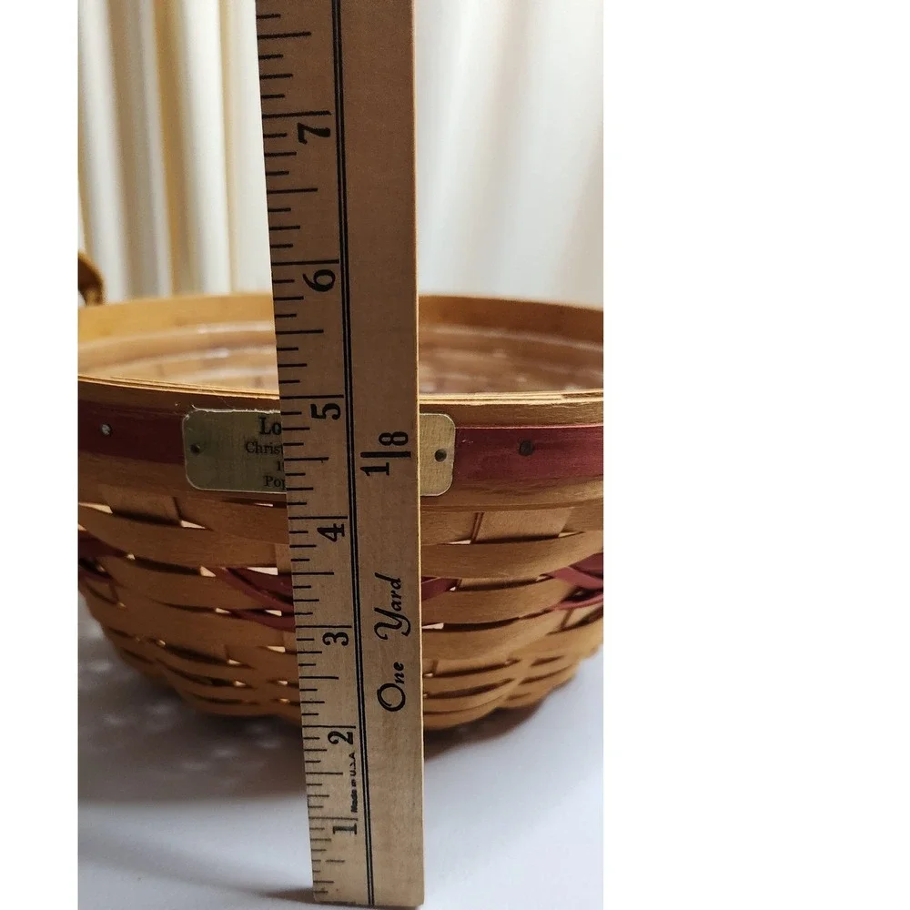 Longaberger 1999 Christmas Collection Popcorn Basket with Protector and Handles